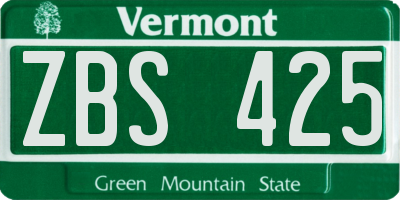 VT license plate ZBS425