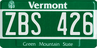 VT license plate ZBS426