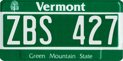 VT license plate ZBS427