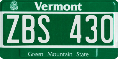 VT license plate ZBS430