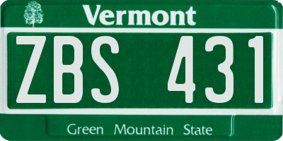 VT license plate ZBS431