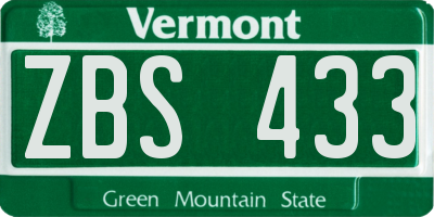 VT license plate ZBS433