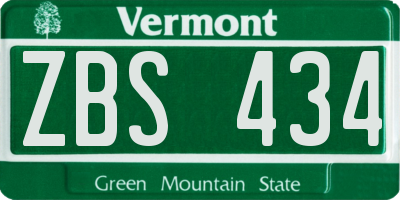 VT license plate ZBS434