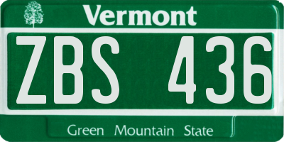 VT license plate ZBS436