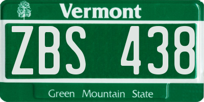 VT license plate ZBS438