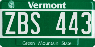 VT license plate ZBS443