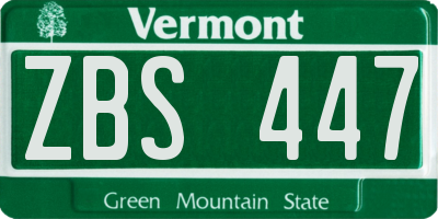 VT license plate ZBS447