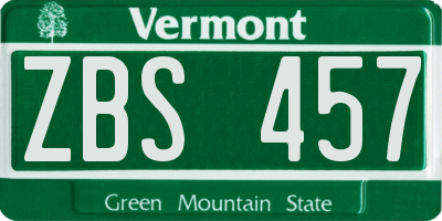 VT license plate ZBS457