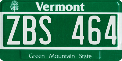 VT license plate ZBS464