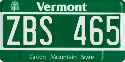 VT license plate ZBS465