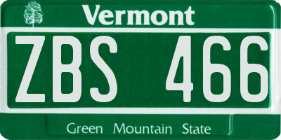 VT license plate ZBS466