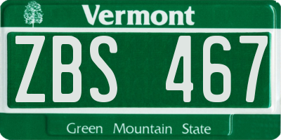 VT license plate ZBS467