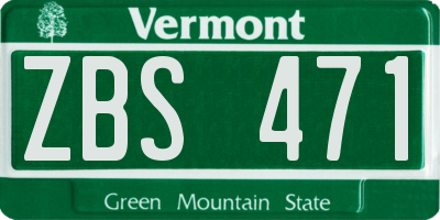 VT license plate ZBS471