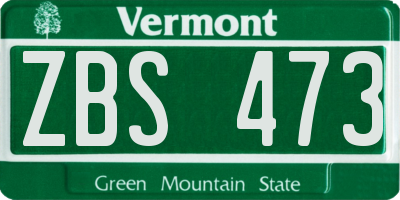 VT license plate ZBS473