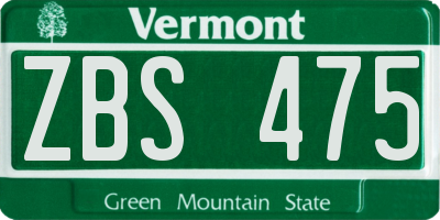 VT license plate ZBS475
