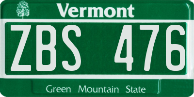 VT license plate ZBS476