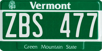 VT license plate ZBS477