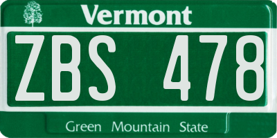 VT license plate ZBS478