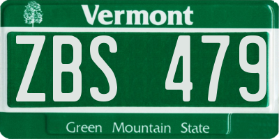VT license plate ZBS479