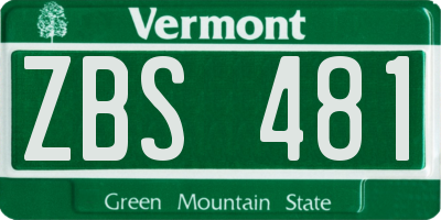 VT license plate ZBS481