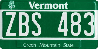 VT license plate ZBS483