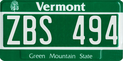 VT license plate ZBS494