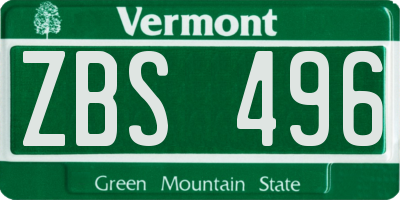VT license plate ZBS496