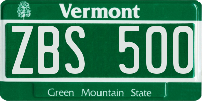 VT license plate ZBS500