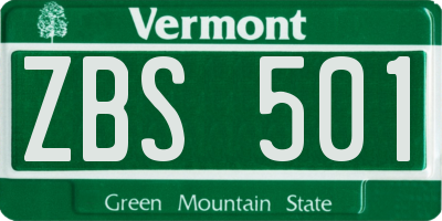 VT license plate ZBS501