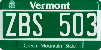 VT license plate ZBS503