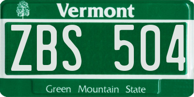 VT license plate ZBS504