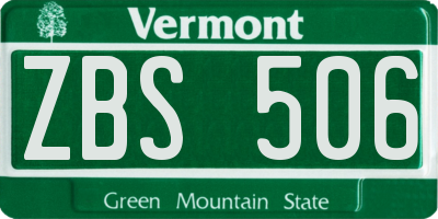 VT license plate ZBS506