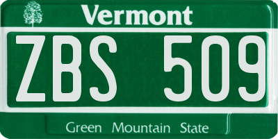 VT license plate ZBS509