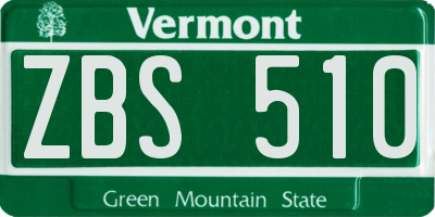 VT license plate ZBS510