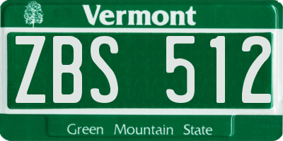 VT license plate ZBS512