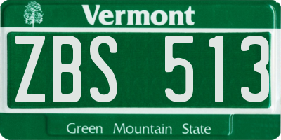 VT license plate ZBS513