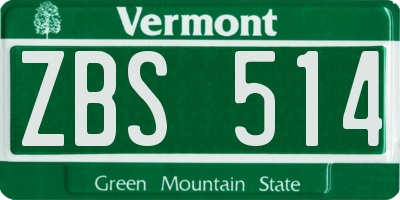 VT license plate ZBS514