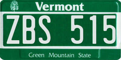 VT license plate ZBS515