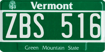 VT license plate ZBS516
