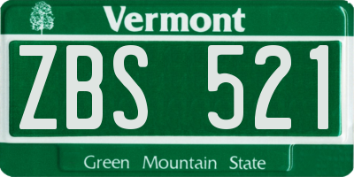 VT license plate ZBS521