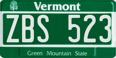 VT license plate ZBS523
