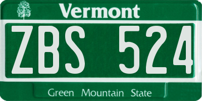 VT license plate ZBS524