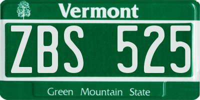 VT license plate ZBS525