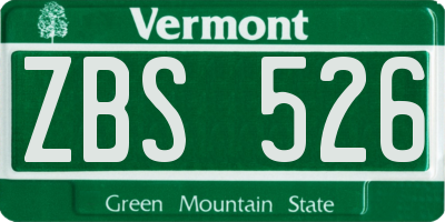 VT license plate ZBS526