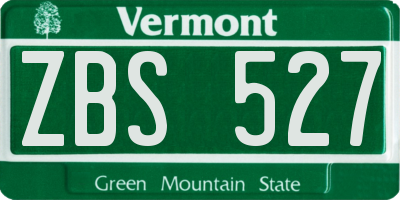 VT license plate ZBS527