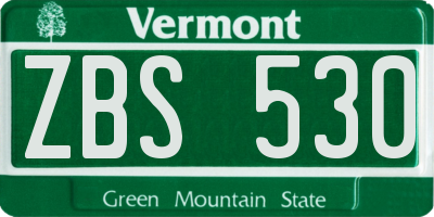 VT license plate ZBS530