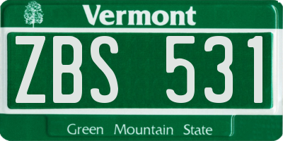 VT license plate ZBS531