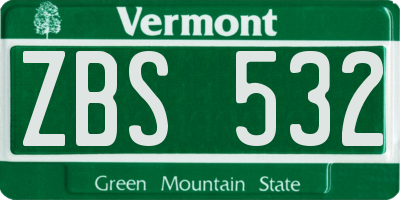 VT license plate ZBS532