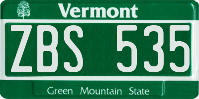 VT license plate ZBS535