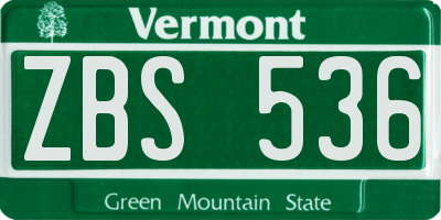 VT license plate ZBS536